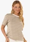 Rovitex - T-Shirt Feminina Básica Listrada Marrom - variação: Marrom