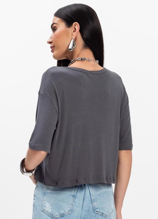 Infinita Cor - T- Shirt Feminina Canelada Cinza 2