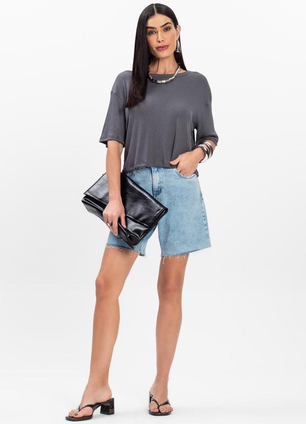 Infinita Cor - T- Shirt Feminina Canelada Cinza 3