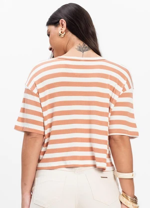 Infinita Cor - T- Shirt Feminina Canelada Marrom - INFINITA COR