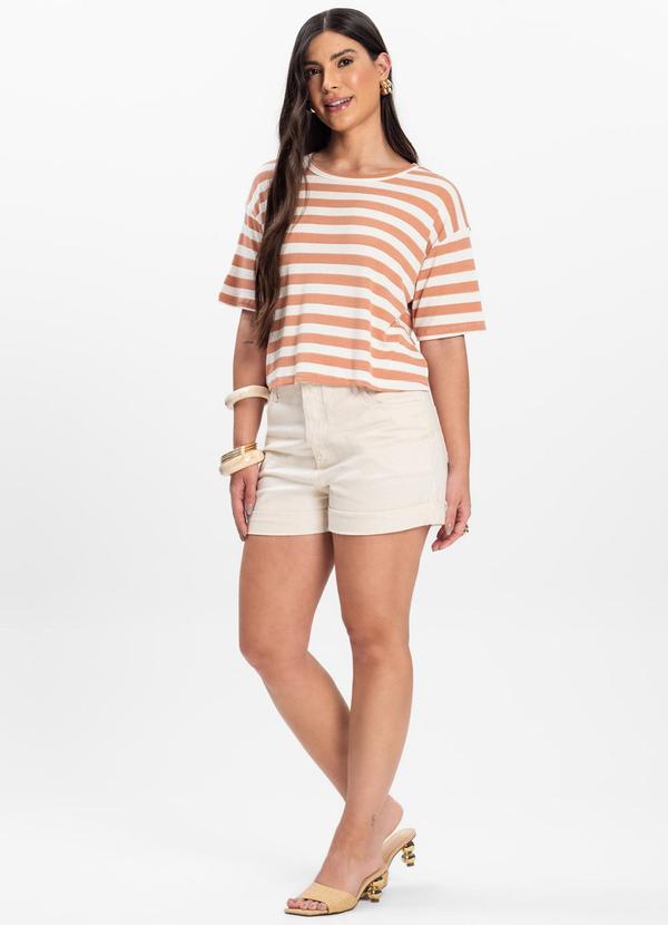 Infinita Cor - T- Shirt Feminina Canelada Marrom 3