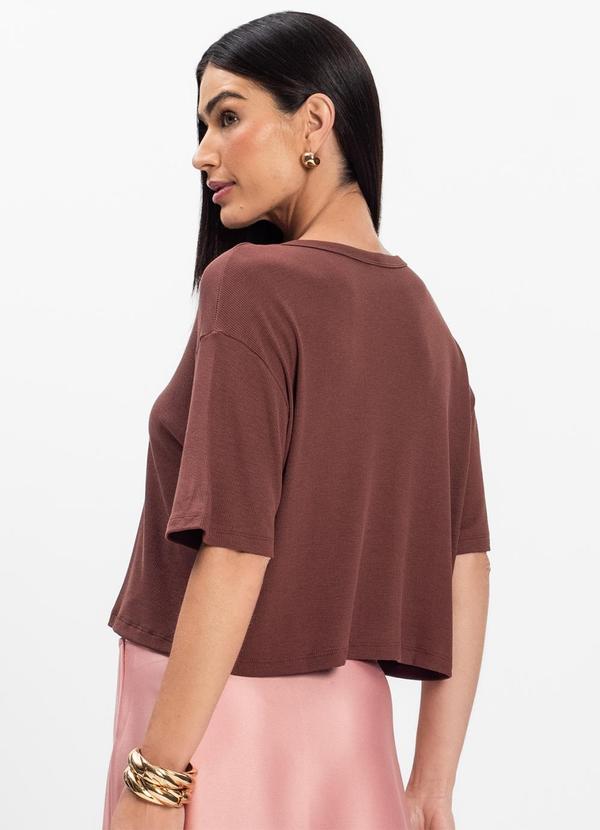 Infinita Cor - T- Shirt Feminina Canelada Marrom 2