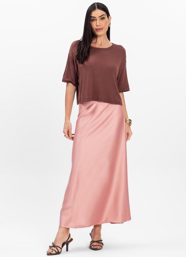 Infinita Cor - T- Shirt Feminina Canelada Marrom 3