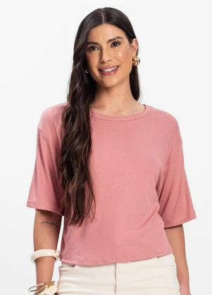 Infinita Cor - T- Shirt Feminina Canelada Rosa - INFINITA COR