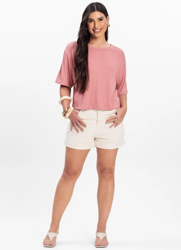 Infinita Cor - T- Shirt Feminina Canelada Rosa 3