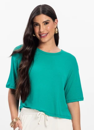 Infinita Cor - T- Shirt Feminina Canelada Verde - INFINITA COR