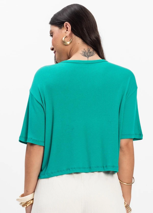 Infinita Cor - T- Shirt Feminina Canelada Verde 2