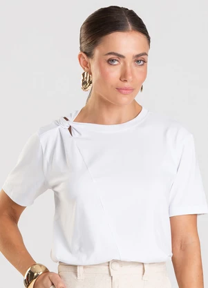 Dianna - T- Shirt Feminina com Detalhe em Nó Branco - DIANNA