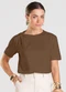Dianna - T- Shirt Feminina com Detalhe em Nó Branco - variação: Marrom