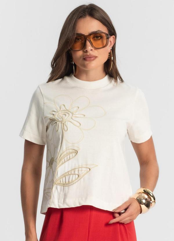 Endless - T- Shirt Feminina com Detalhes Bege