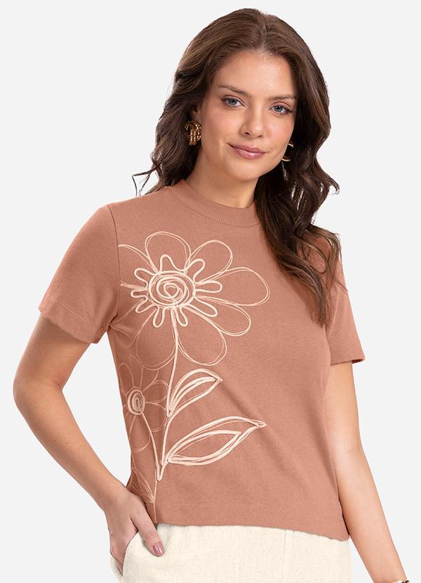 Endless - T- Shirt Feminina com Detalhes Marrom
