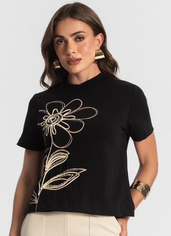 Endless - T- Shirt Feminina com Detalhes Preto