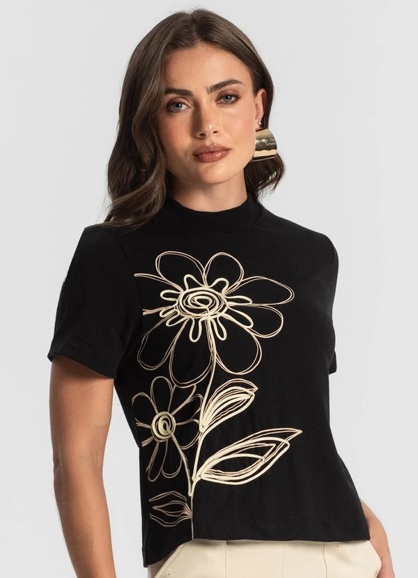 Endless - T- Shirt Feminina com Detalhes Preto 4