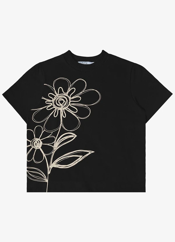 Endless - T- Shirt Feminina com Detalhes Preto 5