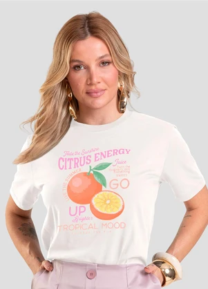 Dianna - T-Shirt Feminina com Estampa de Frutas Bege - DIANNA
