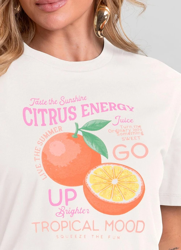 Dianna - T-Shirt Feminina com Estampa de Frutas Bege 4