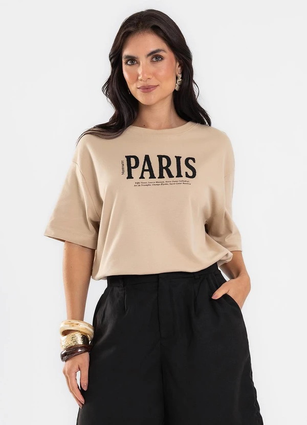 Endless - T Shirt Feminina com Estampa Localizada Bege