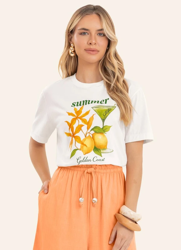 Endless - T Shirt Feminina com Estampa Localizada Bege