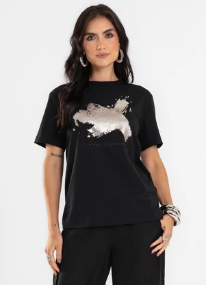 Endless - T Shirt Feminina com Estampa Localizada Preto - ENDLESS