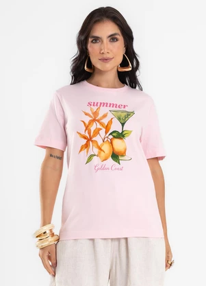Endless - T Shirt Feminina com Estampa Localizada Rosa - ENDLESS