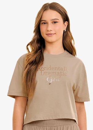 Minty - T Shirt Feminina com Foil Bege - MINTY