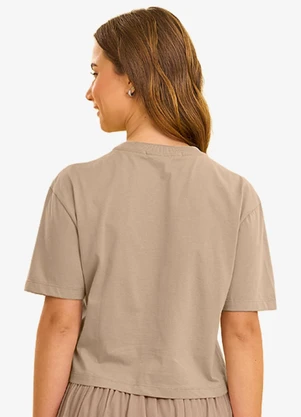 Minty - T Shirt Feminina com Foil Bege - MINTY
