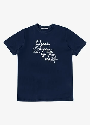 Endless - T-Shirt Feminina com Rebite e Bordado Azul - ENDLESS