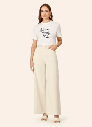 Endless - T-Shirt Feminina com Rebite e Bordado Bege - ENDLESS