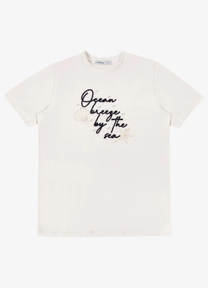 Endless - T-Shirt Feminina com Rebite e Bordado Bege - ENDLESS