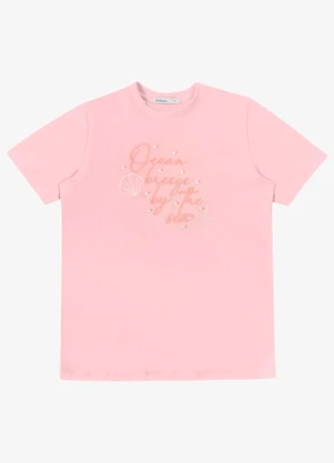 Endless - T-Shirt Feminina com Rebite e Bordado Rosa - ENDLESS