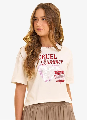 Minty - T Shirt Feminina com Retilínea Bege - MINTY