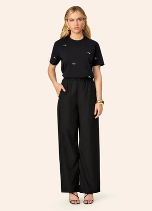 Endless - T-Shirt Feminina Cotton com Aplicações Preto - ENDLESS