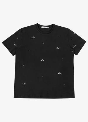 Endless - T-Shirt Feminina Cotton com Aplicações Preto - ENDLESS
