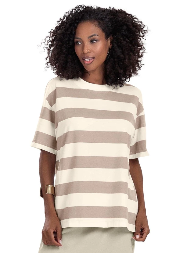 Rovitex - T- Shirt Feminina Cotton Leve Marrom