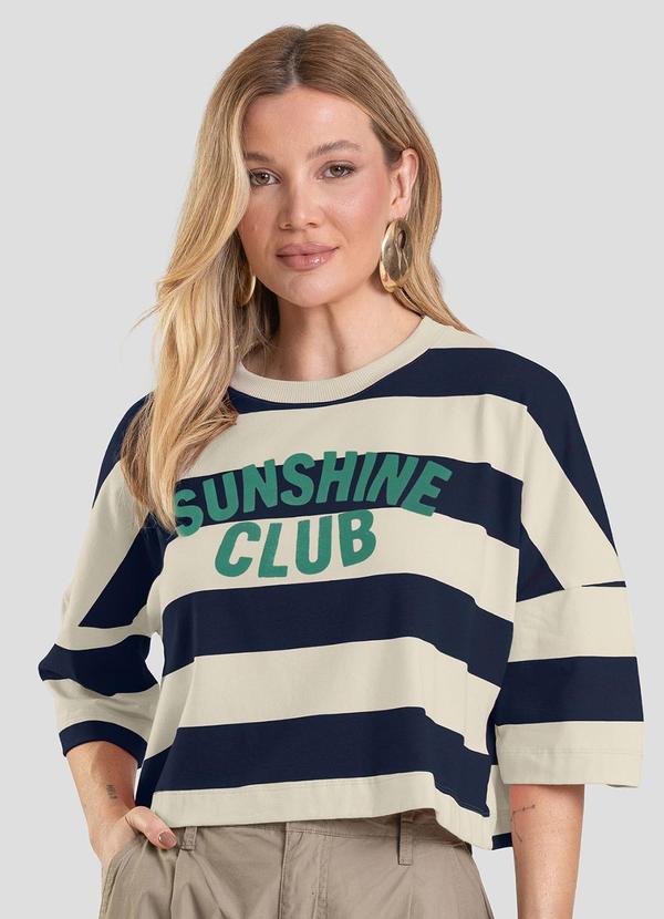 Dianna - T- Shirt Feminina Cropped Azul