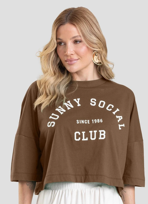 Dianna - T- Shirt Feminina Cropped Marrom