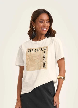 Rovitex - T- Shirt Feminina em Meia Malha Bege - ROVITEX