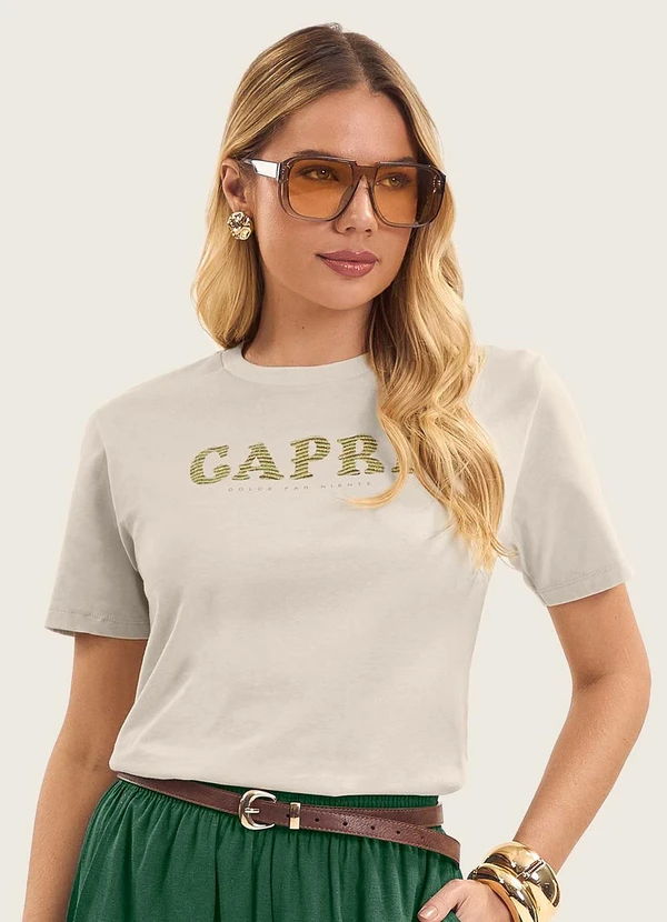 Endless - T- Shirt Feminina em Meia Malha Bege