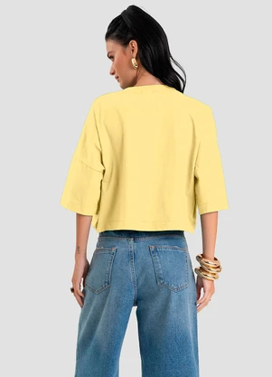 Dianna - T-Shirt Feminina em Meia Malha Brasil Amarelo - DIANNA