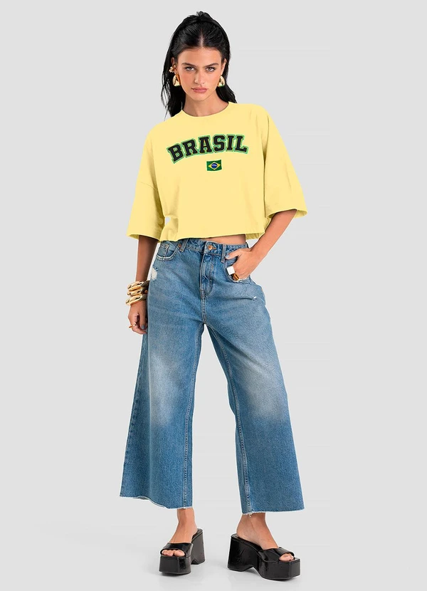 Dianna - T-Shirt Feminina em Meia Malha Brasil Amarelo 3