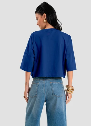 Dianna - T-Shirt Feminina em Meia Malha Brasil Azul - DIANNA