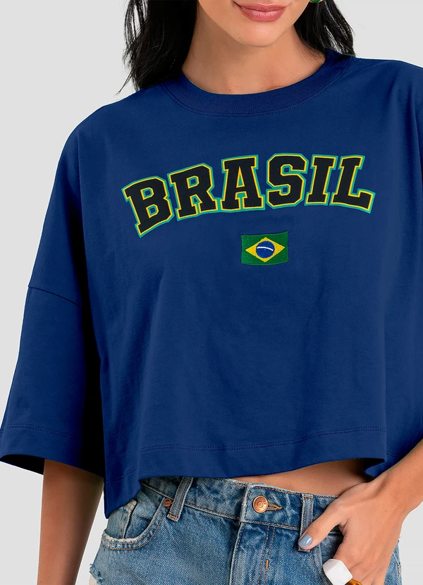Dianna - T-Shirt Feminina em Meia Malha Brasil Azul 3
