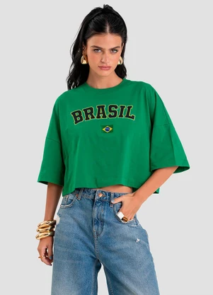 Dianna - T-Shirt Feminina em Meia Malha Brasil Verde - DIANNA