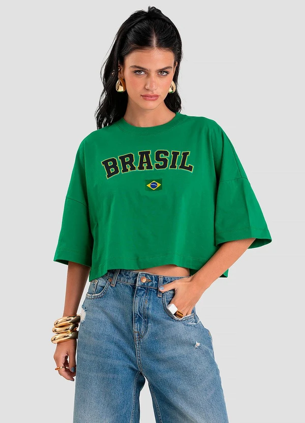 Dianna - T-Shirt Feminina em Meia Malha Brasil Verde 1