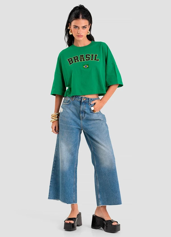 Dianna - T-Shirt Feminina em Meia Malha Brasil Verde 3