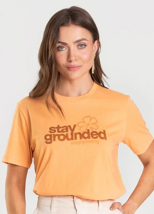 Dianna - T-Shirt Feminina em Meia Malha Laranja - DIANNA