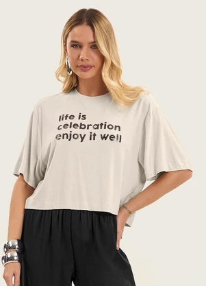 Endless - T- Shirt Feminina em Viscose Creponada Bege - ENDLESS