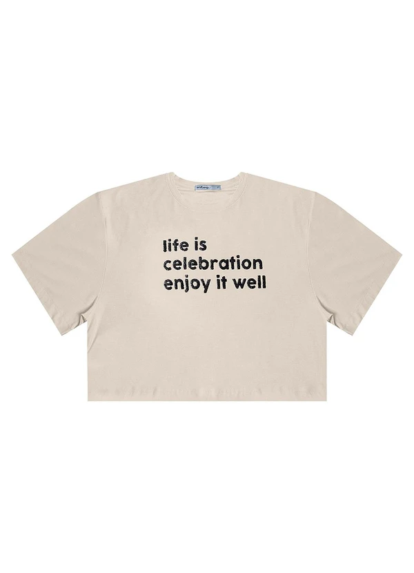Endless - T- Shirt Feminina em Viscose Creponada Bege 3