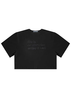 Endless - T- Shirt Feminina em Viscose Creponada Preto - ENDLESS