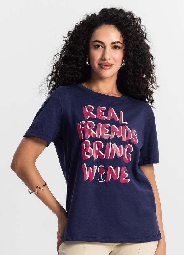 Rovitex - T-Shirt Feminina Estampada Azul